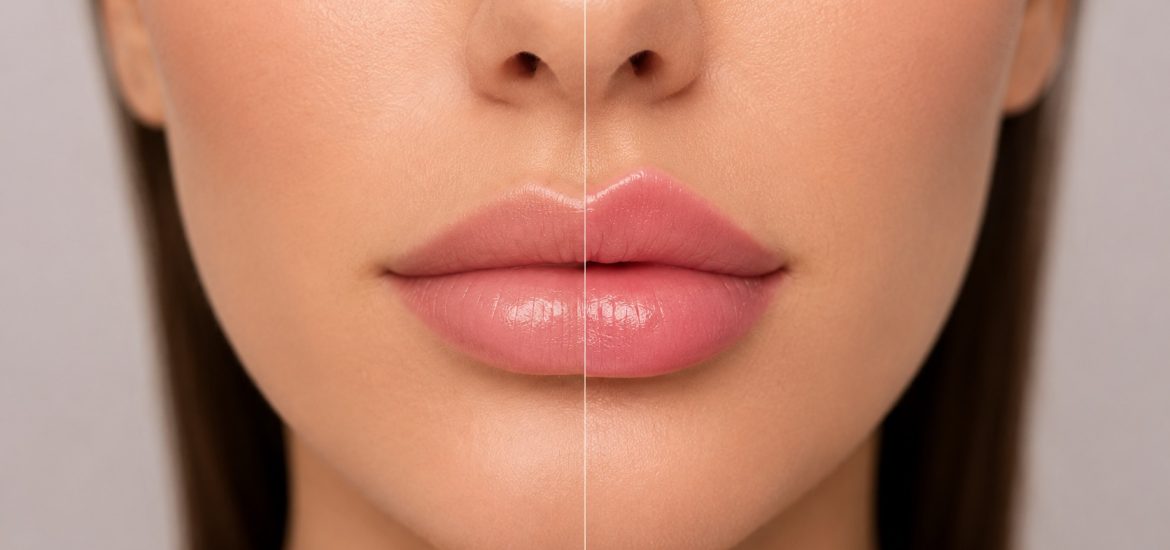 Russian Lips vs Classic Lip Filler in Reading Close-up lip comparison showing classic lip filler and Russian lips styles