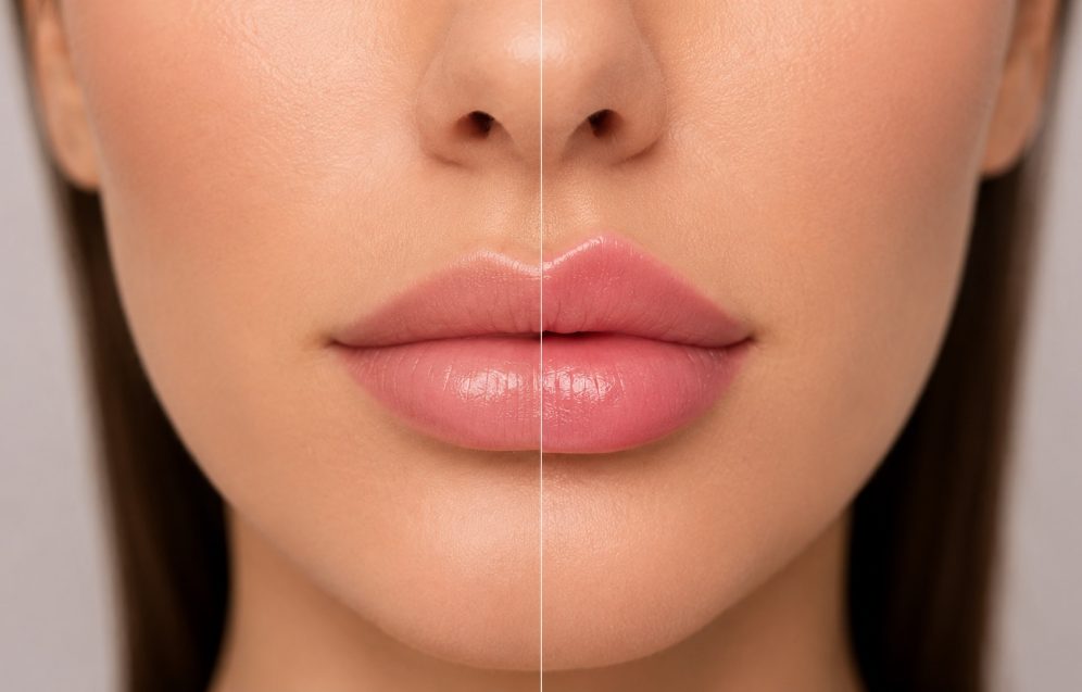 Russian Lips vs Classic Lip Filler in Reading Close-up lip comparison showing classic lip filler and Russian lips styles